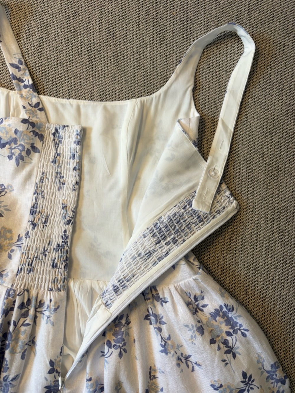NEW Reformation Janu Midi Linen Dress Lana Floral Blue White | US 0 / UK 4 - Picture 13 of 15
